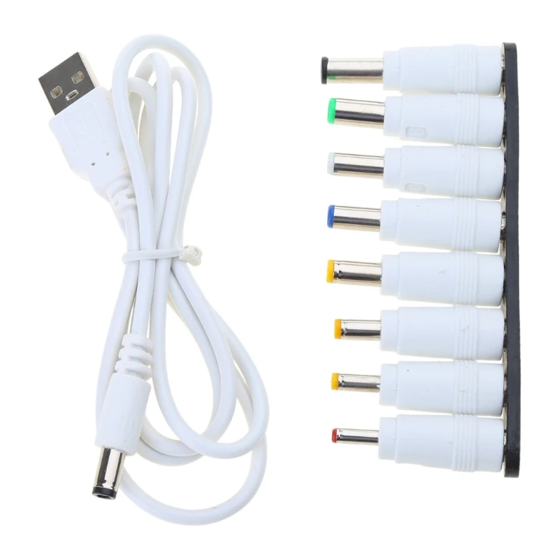 Kabel Daya USB DC9V 12V untuk Speaker Router DC5.5x2.1 8 Buah Colokan Pengisi Daya