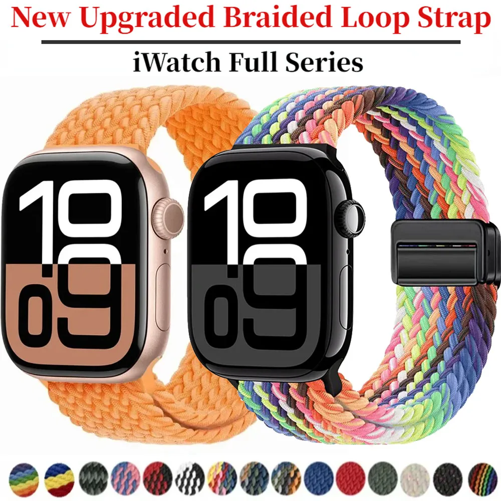 Nylon-Geflechtarmband mit Magnetverschluss für Apple Watch Ultra 3 49mm 11 10 46mm 42mm 9 8 7 45/41mm iWatch 6 5 SE 44/40mm Armband