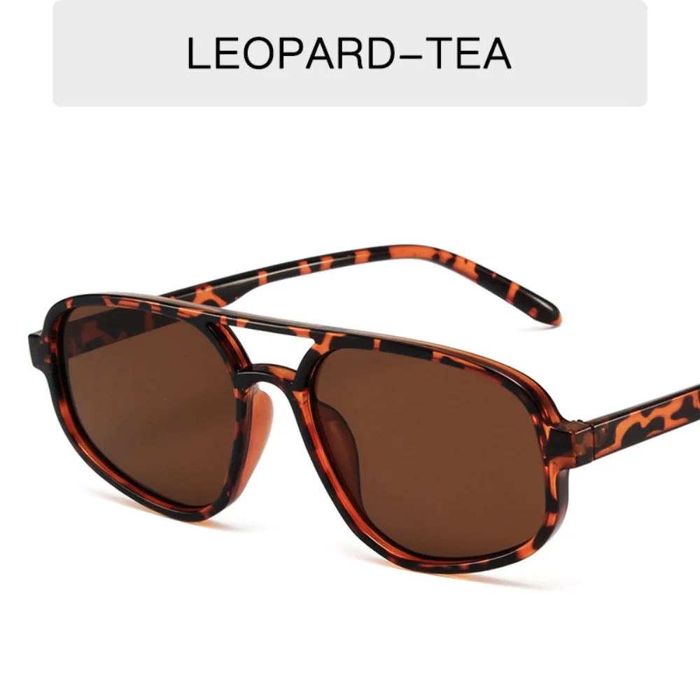 

Big Frame Irregular Square Sunglasses Wide Legs Punk Double Beam Sun Glasses Leopard Print UV400 Retro Trend Eyewear Photography