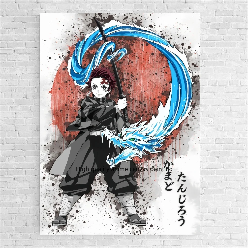 Demon Slayer Klassieke Aquarel Inkt Schilderij Canvas Schilderij Anime Karakter Posters Hd Wall Art Foto Home Room Decoratie