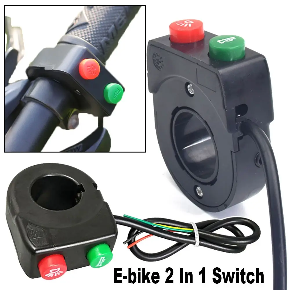 Durable Long Cable Refitting Parts Electric Bicycle Accessories Headlight Horn On-Off Button E-bike 2 In 1 Switch