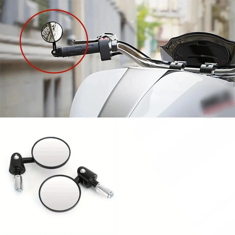 

1Pair Motorcycle Rearview Handle Bar End Mirrors Moto Accessories Universal Motorbike Handlebar Round For Electric Bicycles