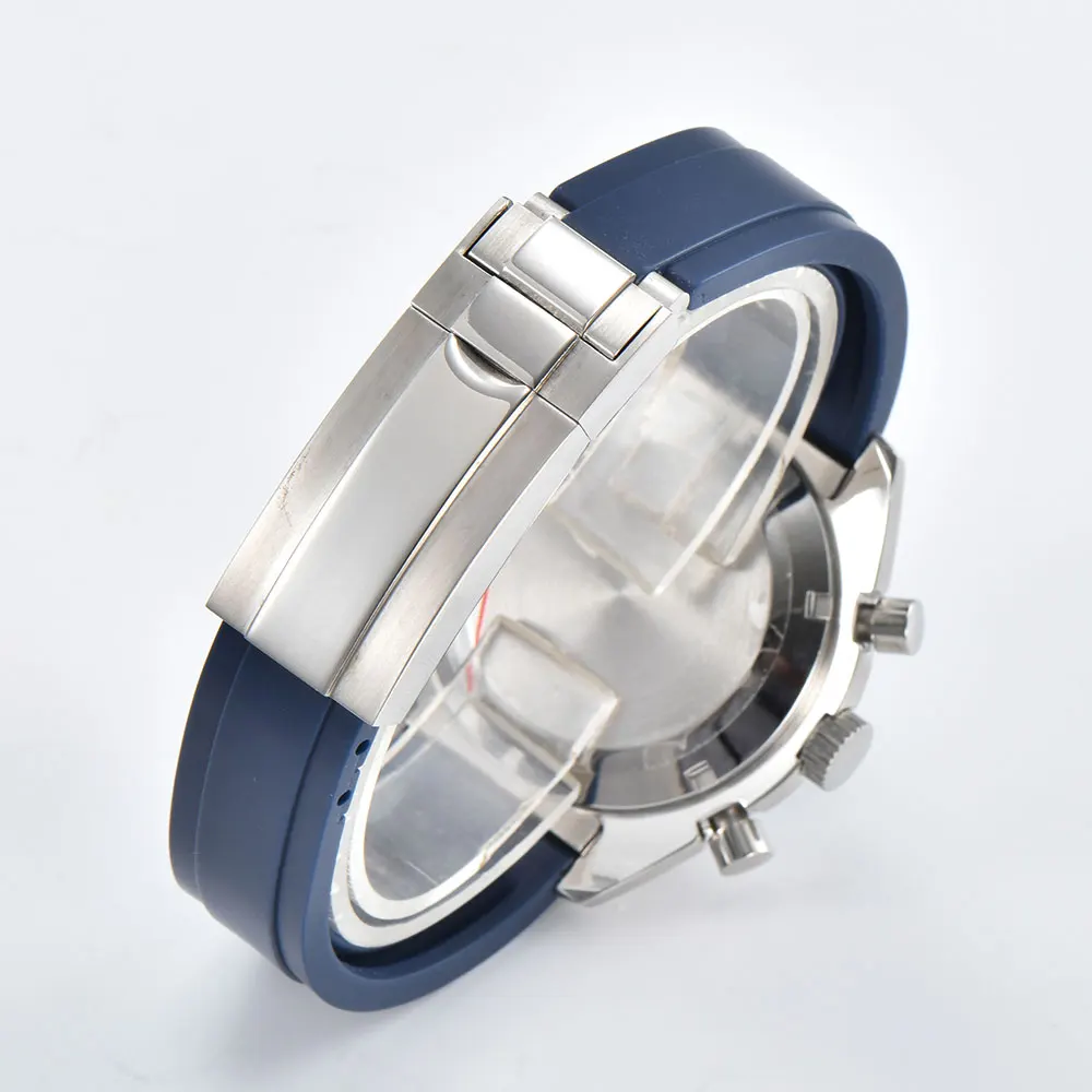 Orologio da 41 mm in argento VK63 movimento cronografo vetro zaffiro orologio impermeabile da uomo d'affari personalizzato