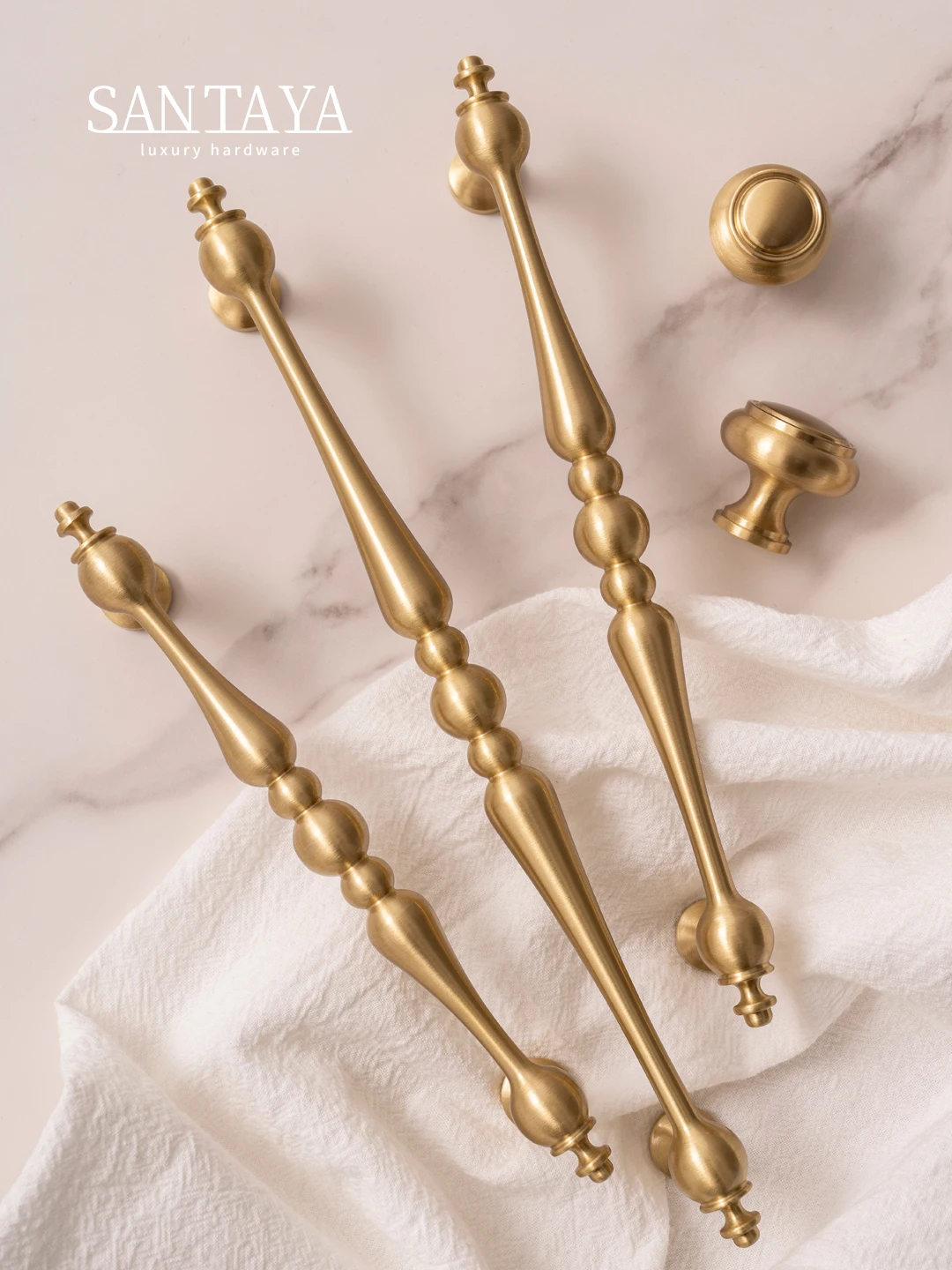 Brushed Brass Kitchen Cabinet Handles Solid Copper Wardrobe Pulls Gold Furniture Handle Dresser Drawer Knobs