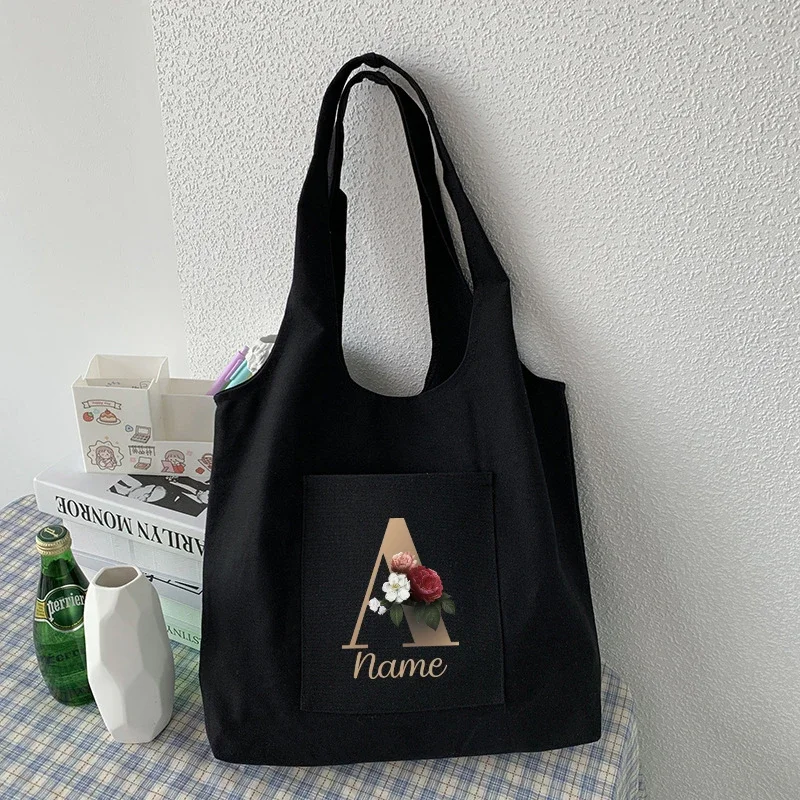 Custom Tote Bag for Women Casual Shopping Bags Personalized Name Eco Shopper Bags Birthday Gift Feminina Foldable Shopping Bag