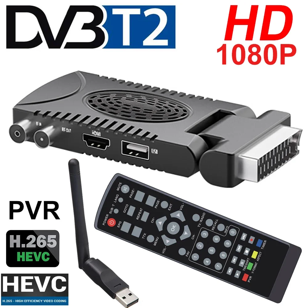 

HD Digital H.265 DVB T2 Spain TDT Europe Terrestrial TV Receiver HEVC DVB-T2 H.265 HD Decoder EPG Set Top Box Scart Interface