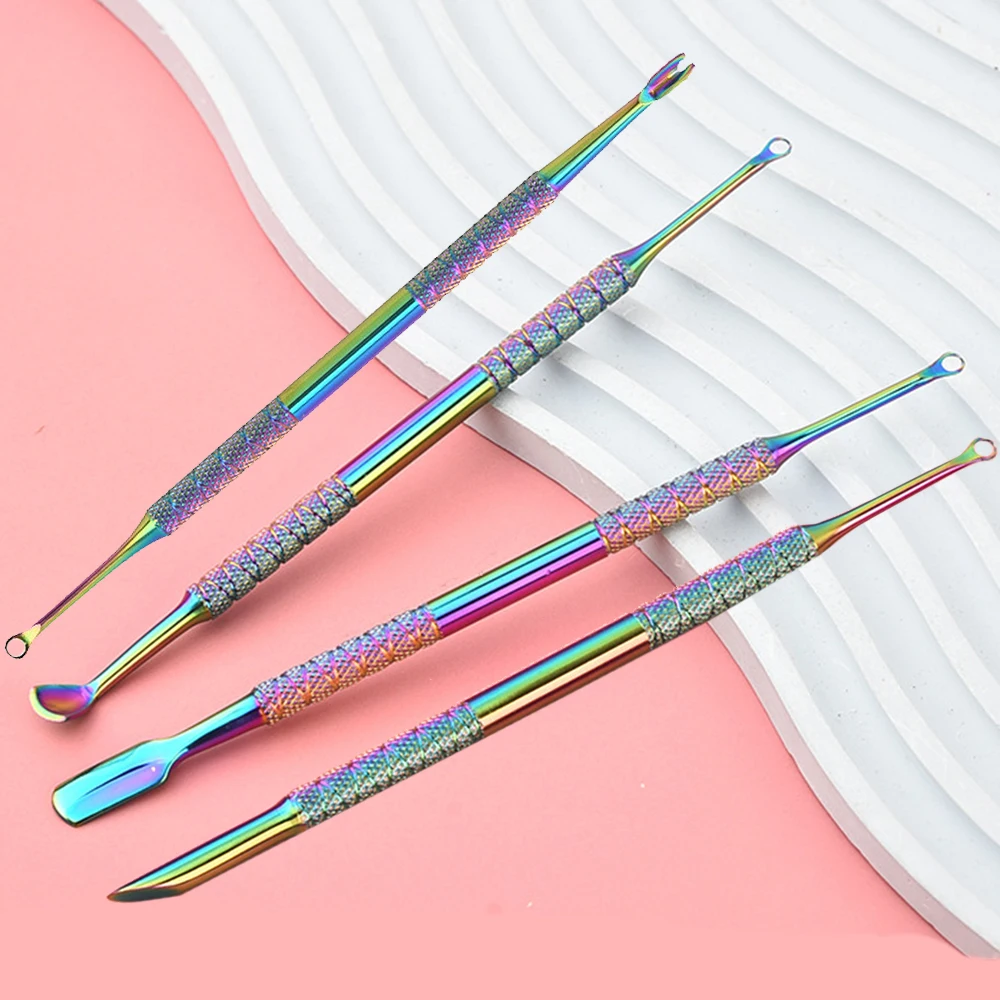 Bâtonnets à cuticules en acier inoxydable, dissolvant de poussoir à cuticules, éplucheur de vernis à peau morte, outils professionnels de pédicure