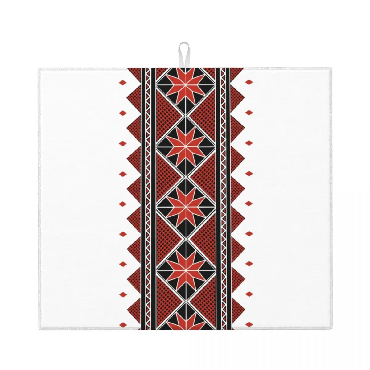 Custom Ukrainian Traditional Embroidery Dish Drying Mat for Kitchen Super Absorbent Microfiber Vyshyvanka Dishes Drainer Pads