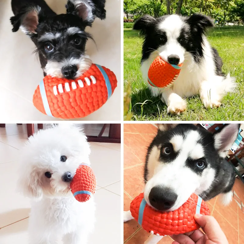 Dog Ball Toy For Small Medium Large Dogs Cat Puppy Squeaky Rugby Volleyball Football Training Toys Chihuahua Pug Pet Supplies