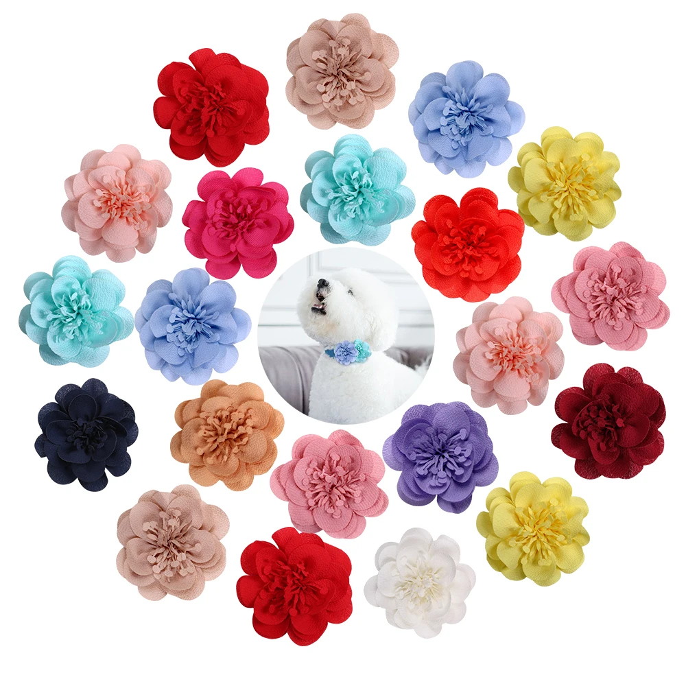 Fashion Solid Flower Bows Slidable Dog Collar Big Flower-Collar Dog Supplies Fashion Dog Bow Tie Pet Dog  Accessories