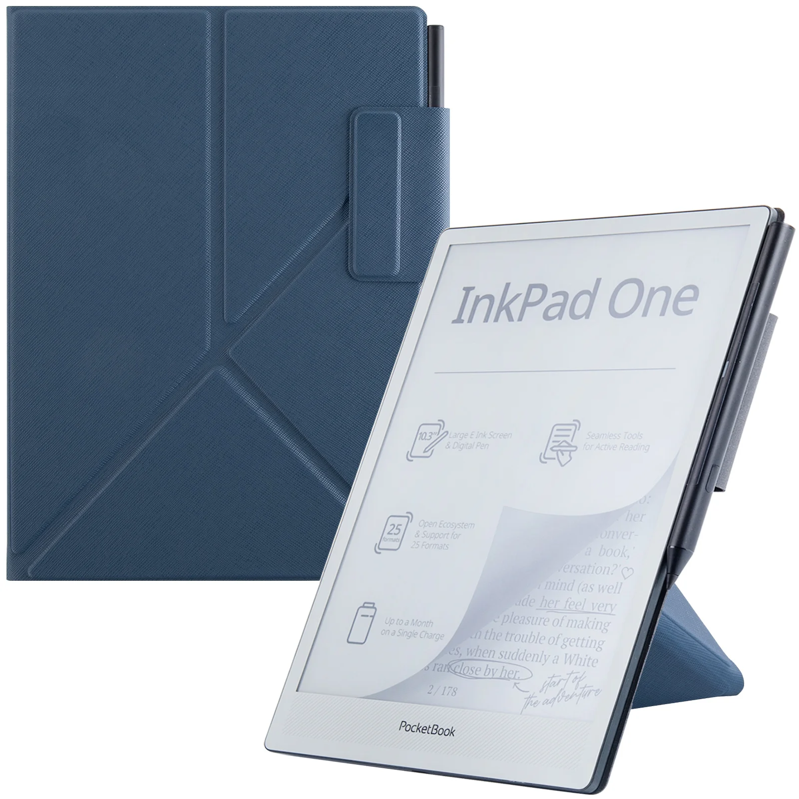 

Magnetic Case for Pocketbook InkPad One (Model PB1030),Origami Stand & Pen Buckle Design,PU Leather Cover with Auto Sleep/Wake