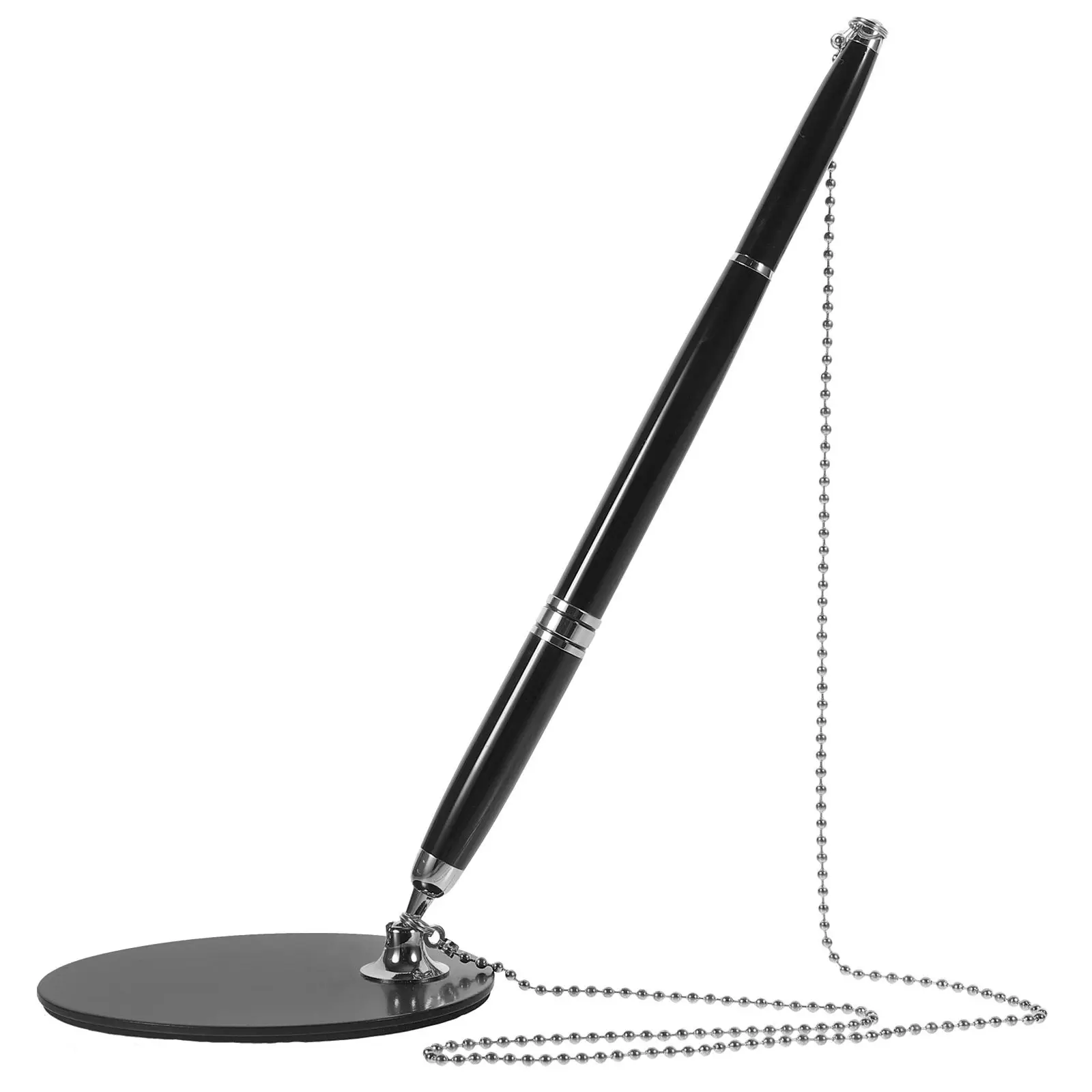 

Desktop Fixed Signature Pen Stainless Steel Business Ballpoint Pen Quick-Dry Ink Office Bank Hotel Stationery Pens