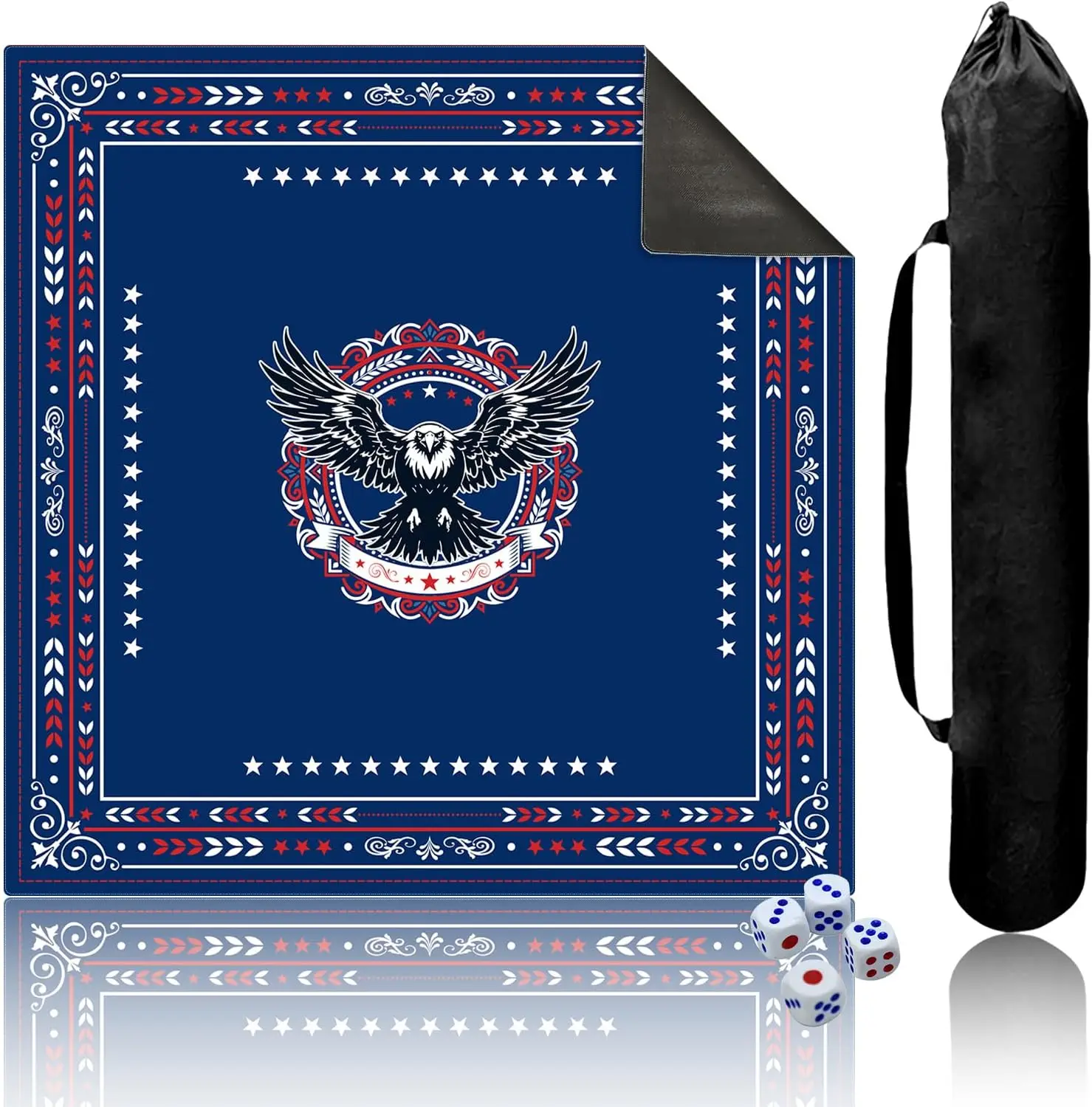 80cm Patriotic Eagle Red White Blue Noise‑Reducing Flexible Mahjong Mat for Table Board Game Tile Game Family Party