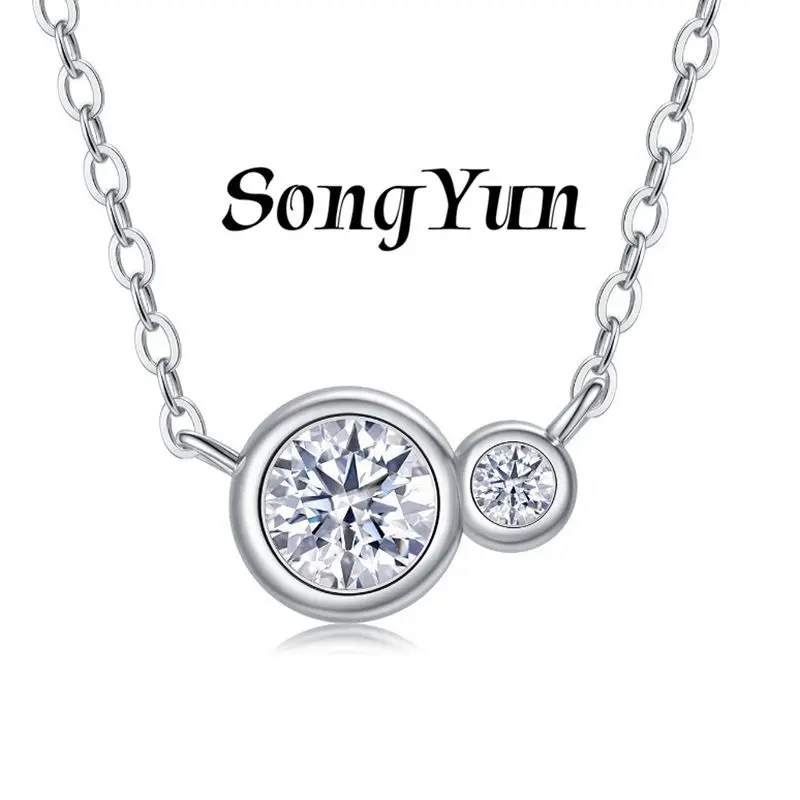 

SONGYUN Luxury Jewelry 925 Sterling Silver Necklace Moissanite Diamond Lariat Evening for Women Rhodium Plated Pendant Jewelry