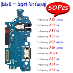 50Pcs,USB Connector Micro Board Charger Charging Port Flex Cable For Samsung A06 A34 A346B A54 5G A24 4G A15 A25 A35 A55 A16 5G