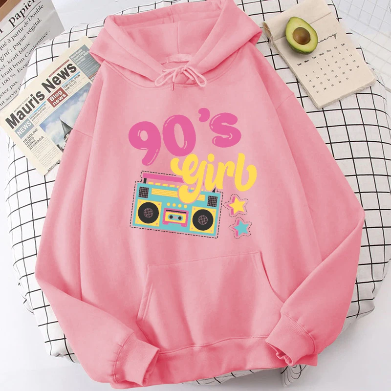 New Funny 90\'S Girls Printed Hoodie Fashion Women Fleece Long Sleeves Autumn Winter Casual Tops 90\'S Girls Female Sweatshirt