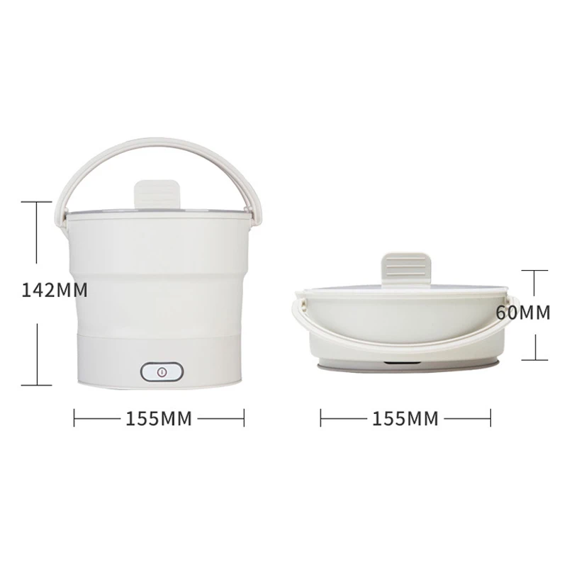 Penanak nasi listrik portabel dapat dilipat, panci panas Mini lipat multifungsi, mesin pengukus berkemah, perjalanan asrama