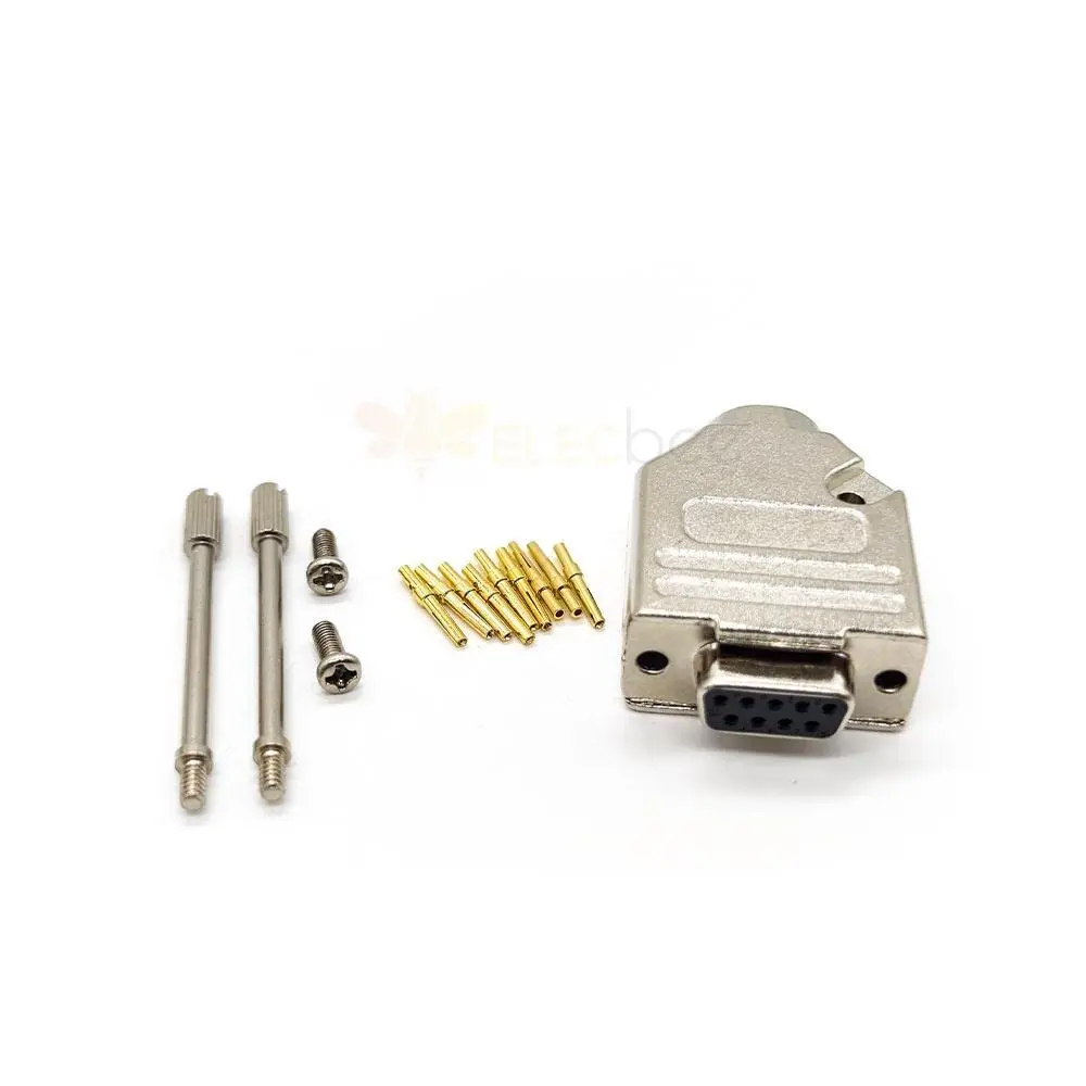 DB 9Pin Female Crimp Connector Machine pin with Metal Shell