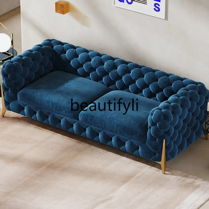 

Sofa living room simple modern light luxury three-person American small apartment Hong Kong-style fabric sofa