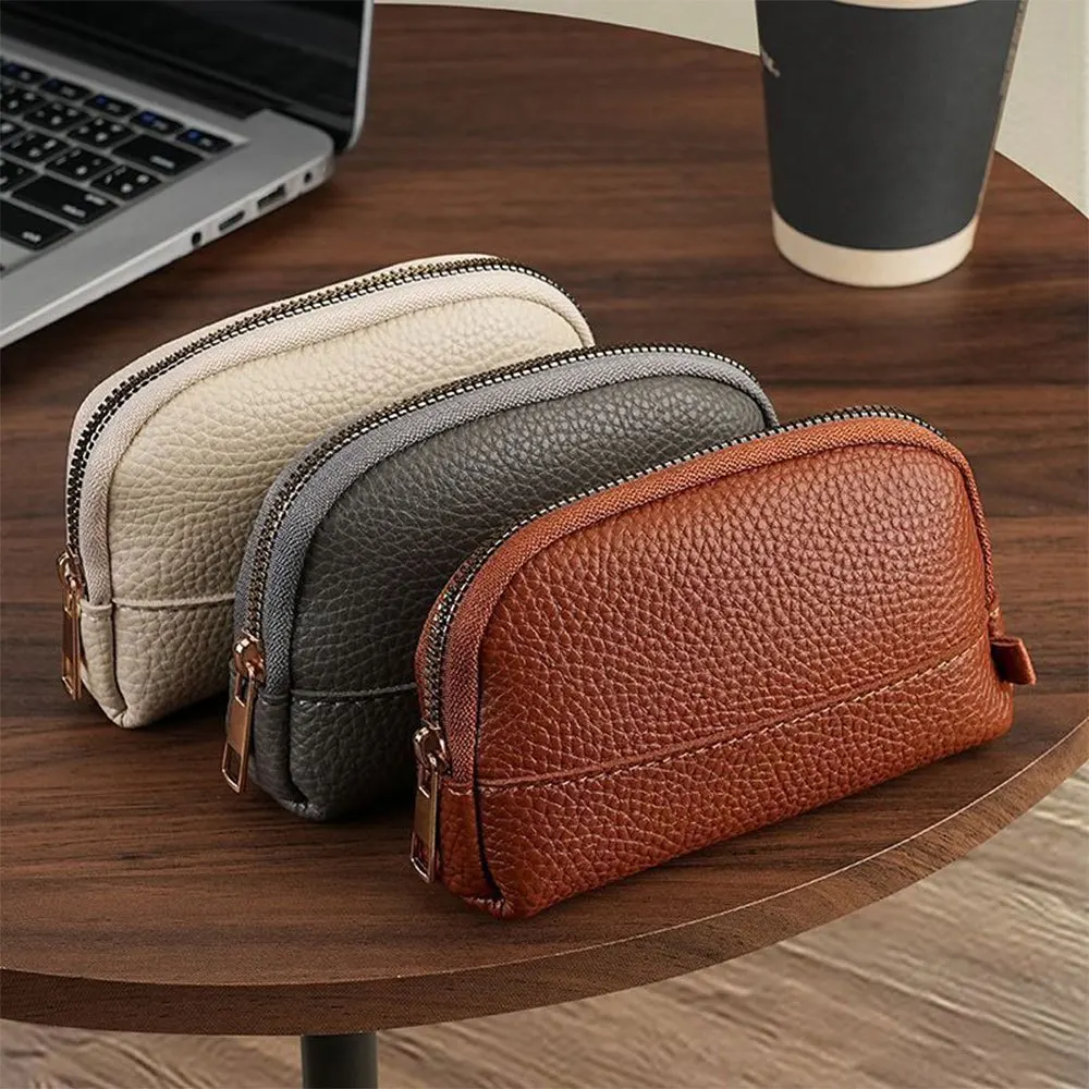 Vintage Coin Purse Solid Color Minimalism Key Bag Lipstick Earphone Storage Bag Daily Portable Zipper Clutch Bag Small Wallet