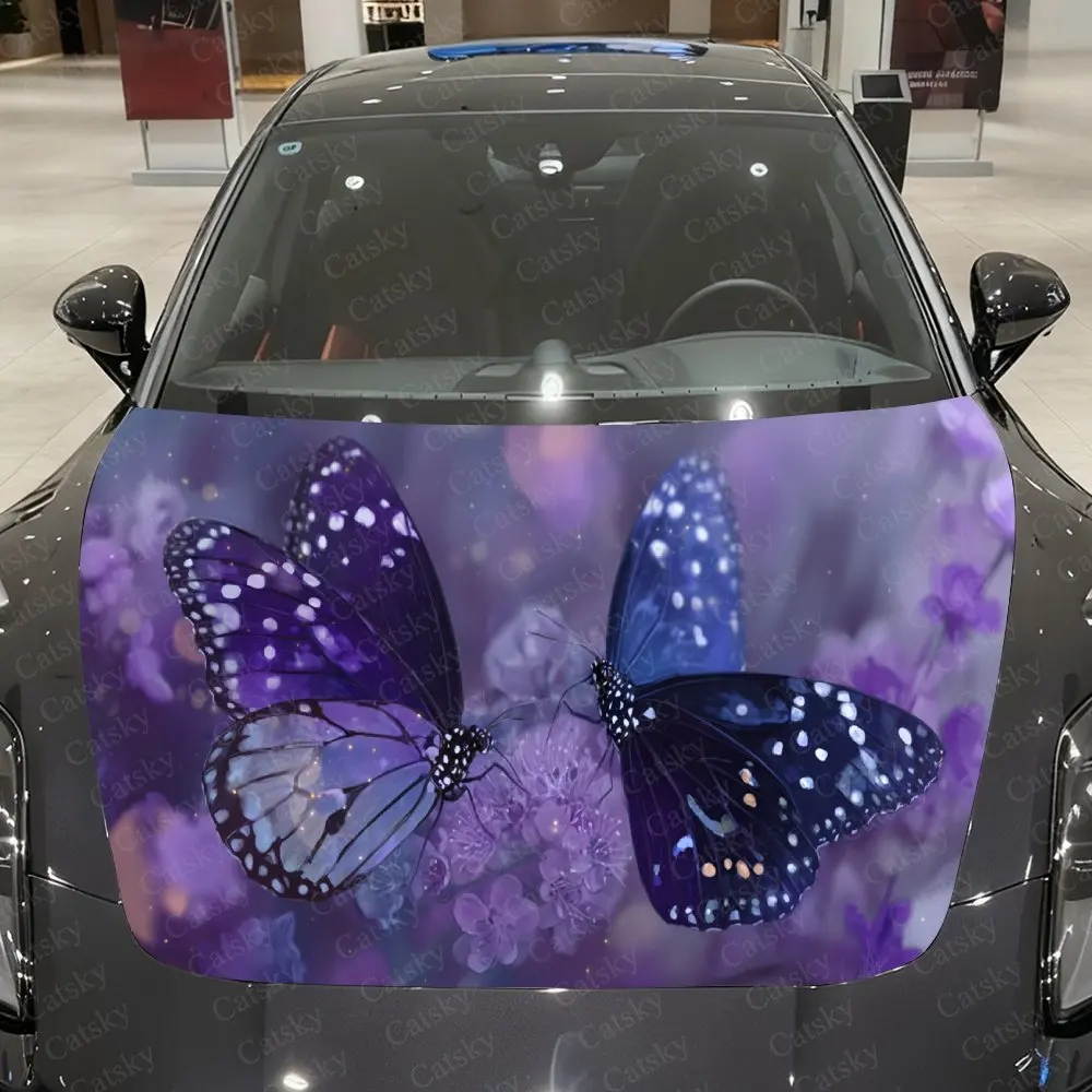 

Pastel Purple Butterfly Car Hood Stickers, Decorative Pattern Car Stickers, Car Self-adhesive Scratch Resistant Decals Auto Acce