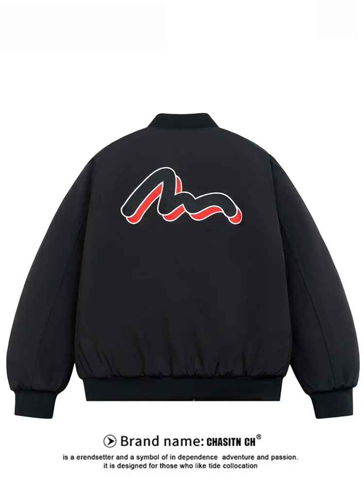 

Winter Men's Jaet Loose Fit Warmth Embroidery Cotton Pilot Sle Faionable Casual Wear Polyester Fiber Long Sve Zipper...