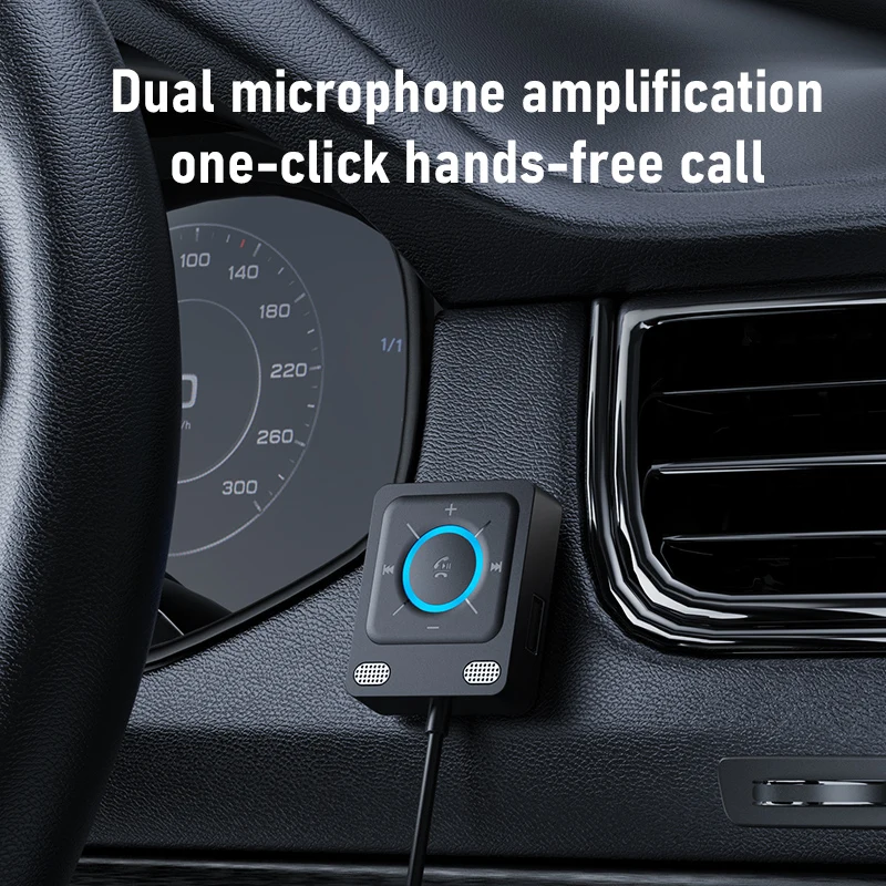 AUX Car Adapter Bluetooth 6.0 Stronger Dual Mics & Noise Cancellation Bluetooth Receiver For Car Music/Hands-Free Calls