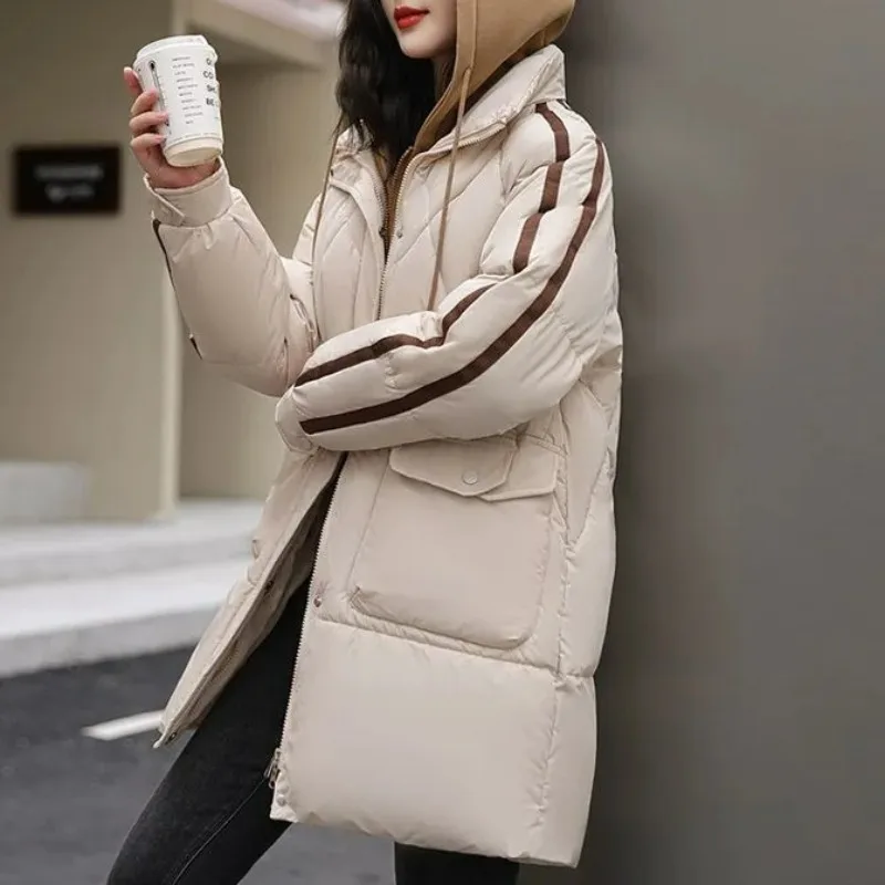 

Tagkita Women's down Cotton Jaet Hooded Mid-Length Thiened Warm Outerwear Winter New Sle Loose Fit plus Size Coat