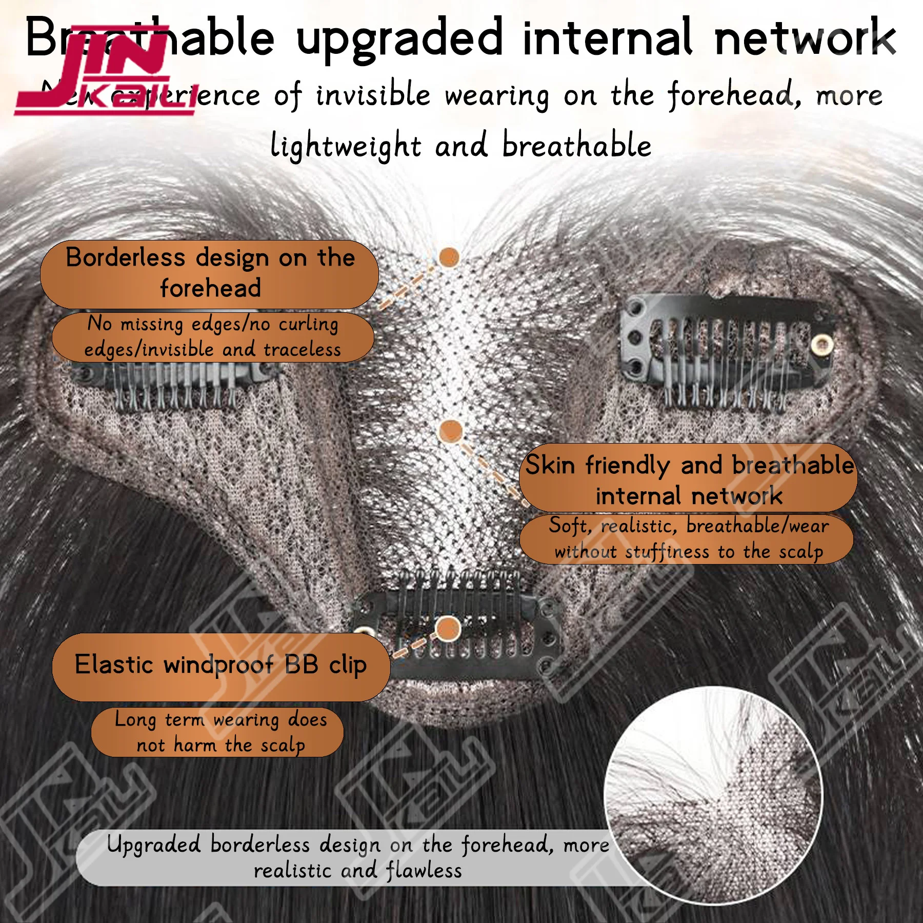 JKL الانفجارات الاصطناعية الجانب هامش للنساء ثلاثية الأبعاد الجزء الأوسط الانفجارات كاذبة كليب في ملحقات قطع الشعر غير مرئية #4
