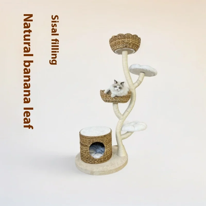 

Hand-Woven Luxury Cat Climbing Frame Large Three-Dimensional Indoor Nest Natural Sisal Integrated with Wood Cat Tree