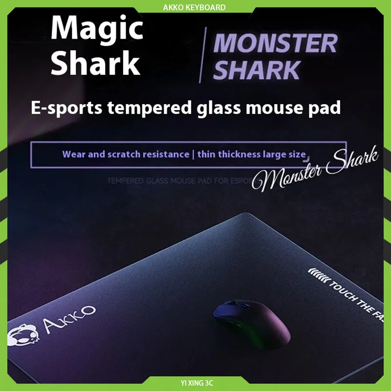 

Игровой коврик для мыши Akko Magic Shark из закаленного стекла, специальный Гладкий супер большой не фотогальванический экран для киберспорта