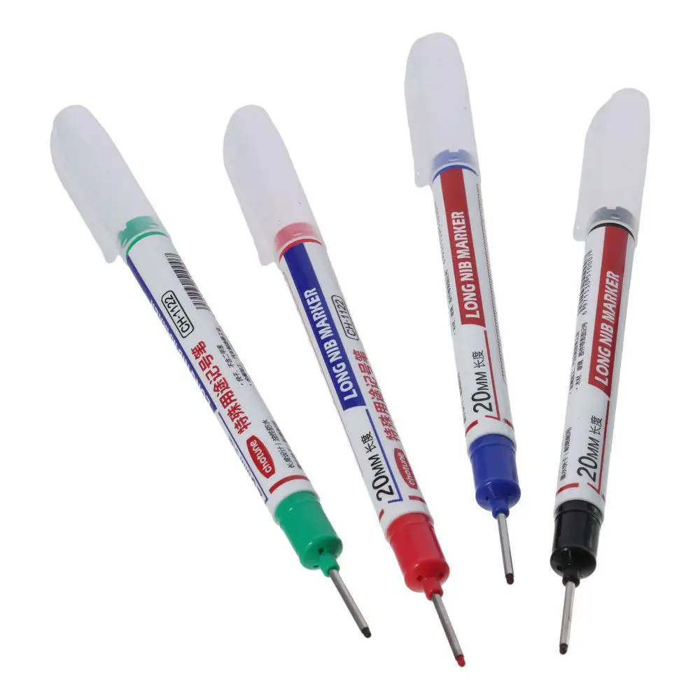 Green/Blue/Red/Black Long Nosed Marker 132* 10mm Deep Hole Marker Pen Deep Drill Hole Modern/Fashion Multi-purpose Colorful Pen