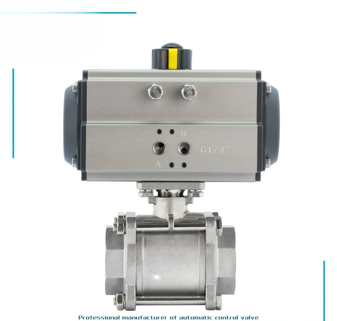 Q611F-16P Pneumatic 304 stainless steel three-piece wire buckle ball valve DN15 20 25 32 40 50 65