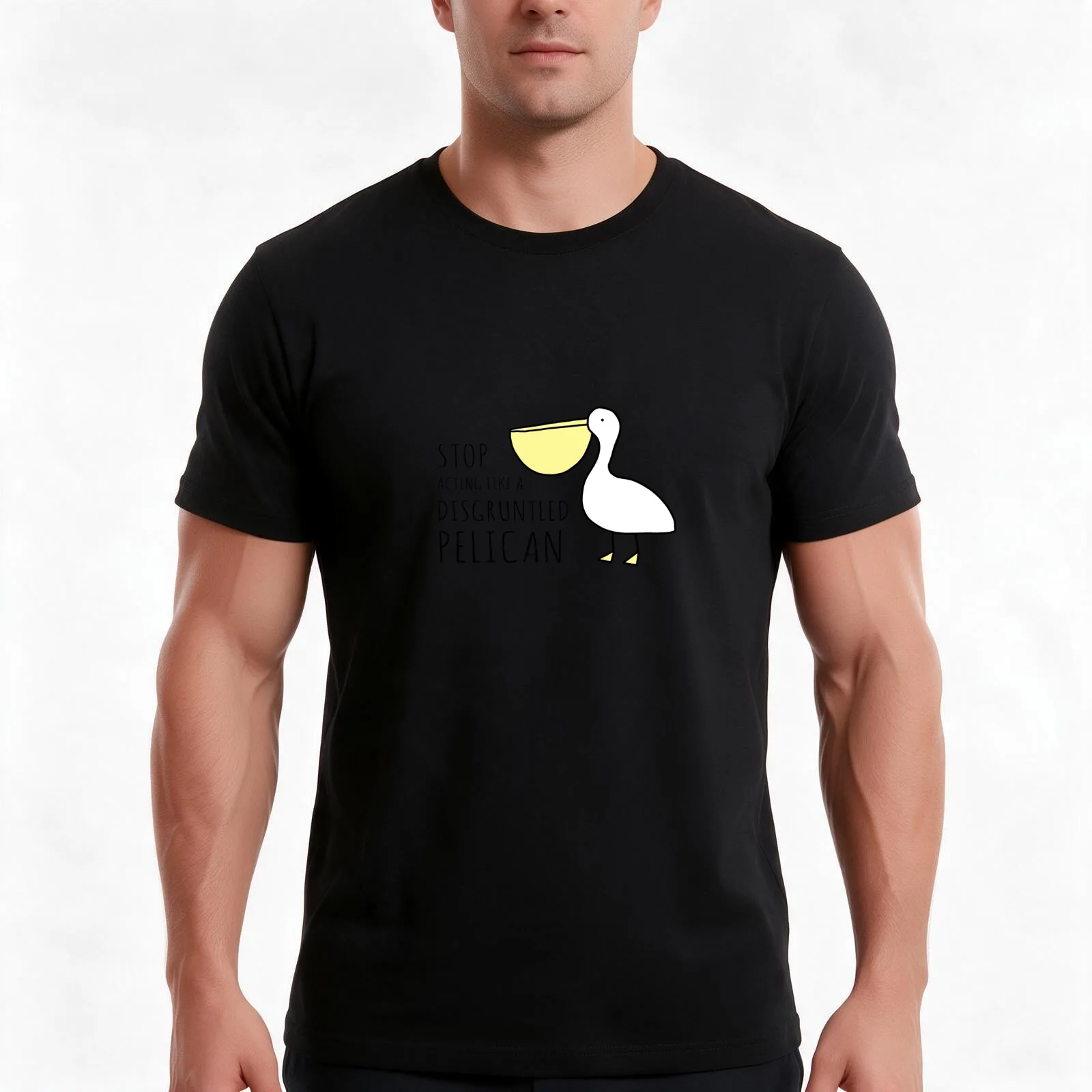 Stop acting like a disgruntled pelican T-Shirt, Summer Casual Cotton Tee, Oversized Streetwear Tops, Vintage Graphic Print