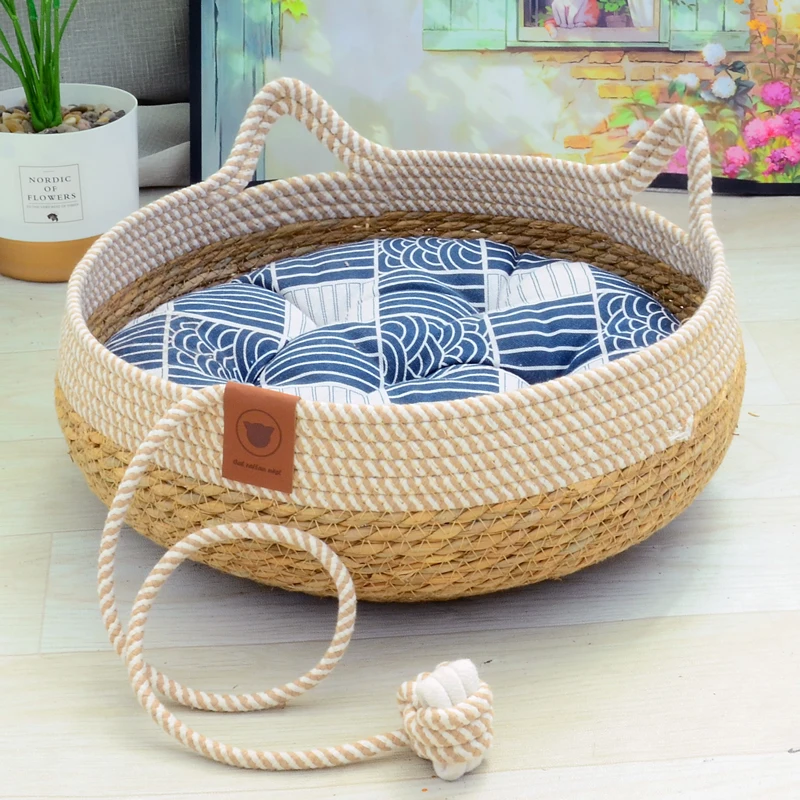 

Cat Nest Summer Cool Rattan Woven Fabric Straw Scratch Board Four Seasons Universal Super Large Special Mat Woven Pet Supplies