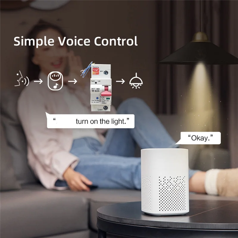 JABS-TUYA Smart WIFI مقياس الطاقة 1P قطاع دارة مع قياس كيلووات ساعة، ومراقبة مؤقت التتابع وحماية التسرب