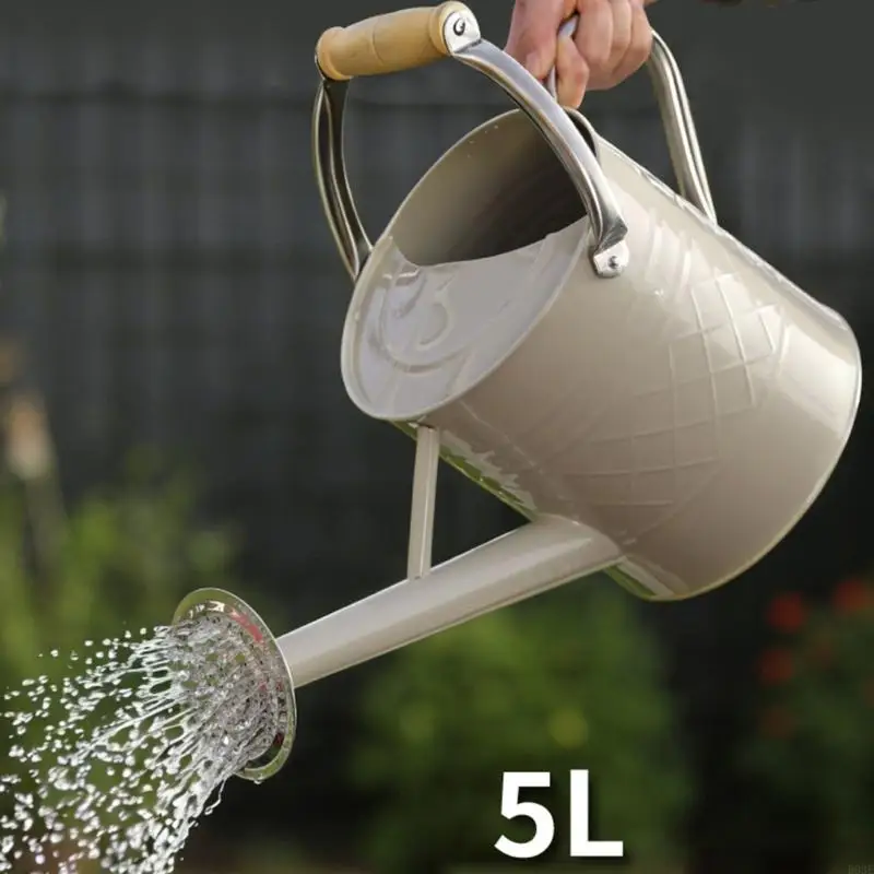 5 Liter Watering Can with Perforated Sprinkler Rose and Detachable Nozzle for Indoor Greenery and Routine Garden Care B03E