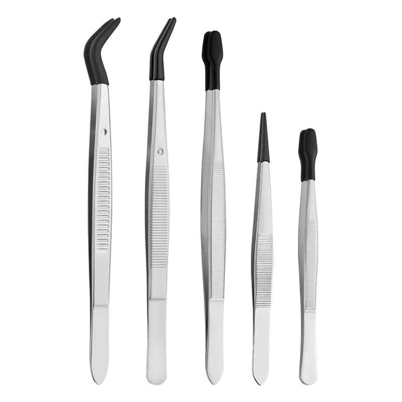 Pinzas con puntas de goma, pinzas de goma recubiertas de silicona y PVC, punta plana sin marcas, punta doblada, 1/2/3/4 Uds.
