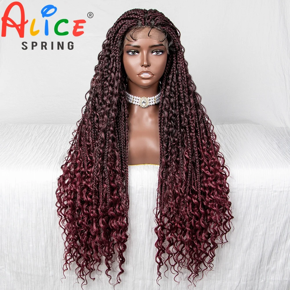 Cornrow Braids Lace Wigs 32 Inches Synthetic Lace Braided Wigs for Black Women Braid Wigs on Sale Clearance Box Braids Lace Wig