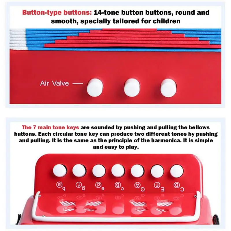 Button Accordion Musical Toy For Kids Portable Early Development Educational Music Toy For Boys Children Beginners Birthday Gift