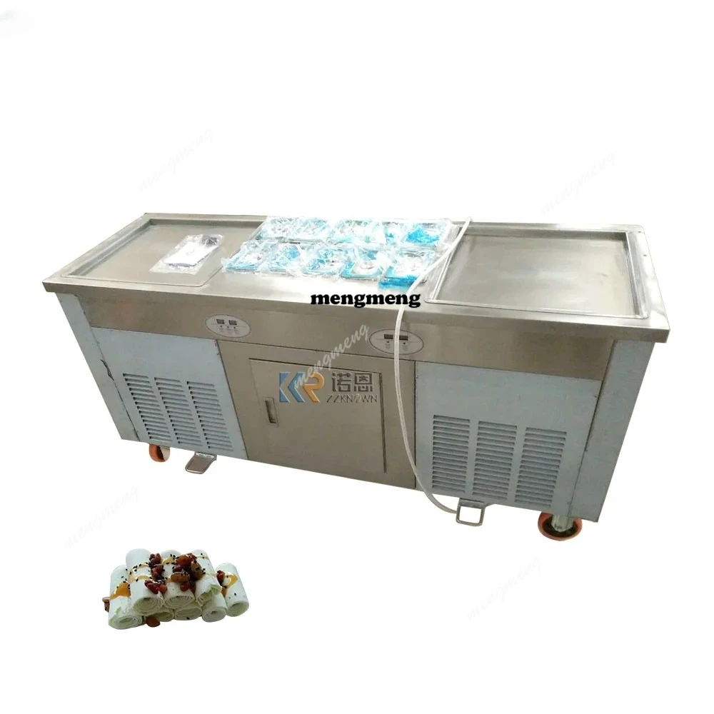 Double Square Pans Fry Yogurt Rolled Ice Cream Maker Electric Fried Ice Cream Machine Fried Roll Ice Machine For Restaurant