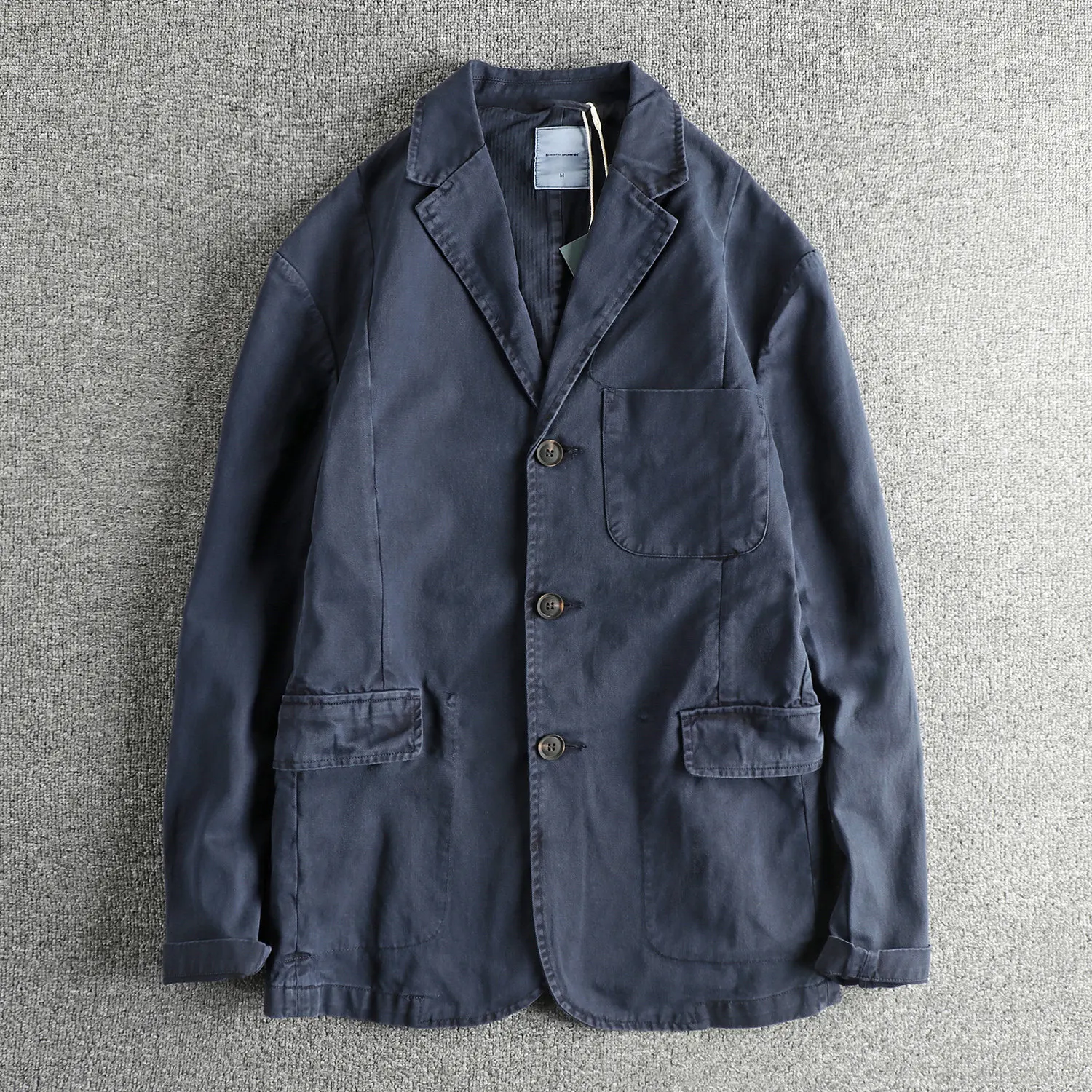 Heavy washed distressed pure cotton Ami khaki retro spring and autumn versatile men's casual suit jacket