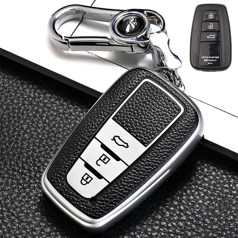 Leather Style Car Remote Key Case Cover Fob For Toyota Prius Camry Corolla CHR C-HR RAV4 Land Cruiser Prado Keychain Accessories