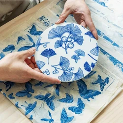 Papel de transferencia de arcilla cerámica, papel de flores bajo vidriado, herramienta para colorear calcomanía tradicional Jingdezhen de alta temperatura, 1 ud.