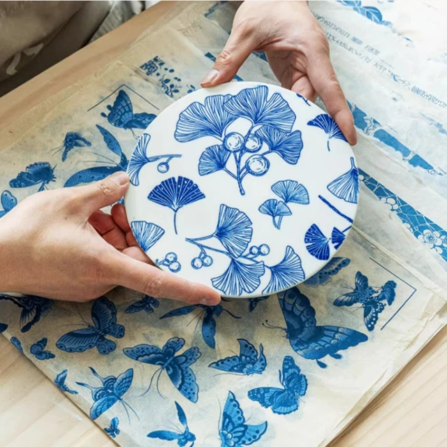 1PC Ceramika Glinia ceramiczna Papier transferowy Podszkliwny papier kwiatowy Wysoka temperatura Jingdezhen Tradycyjne narzędzie do kolorowania naklejek
