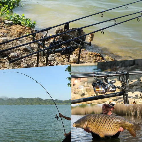 Imagen 2 del producto Sougayilang 3m 3,6 m caña de pescar de carpa fibra de carbono de alta calidad 3,5LB portátil 6/7 secciones caña alimentadora giratoria para agua dulce