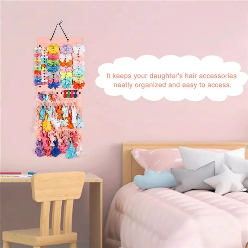 Bow Organizer For Girls, Bow Holder For Girls Hair Bows, Use Hair Bows Holder Large Felt Hair Clips Storage Hanger