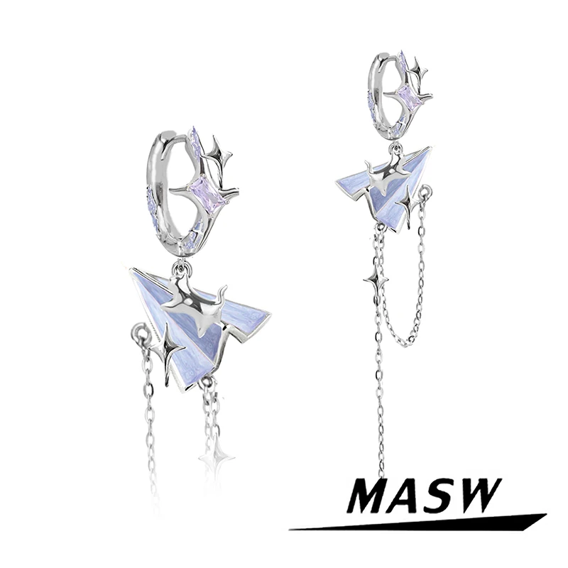 

MASW Original Design Korean Temperament Cute Small Airplane Earrings For Women 2025 Trend New Sweet Jewelry Fine Accessories