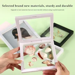3D Floating Seashell Display Box 7*7*2cm Seashell Craft Organizers for Home Display Cabinet Showcase