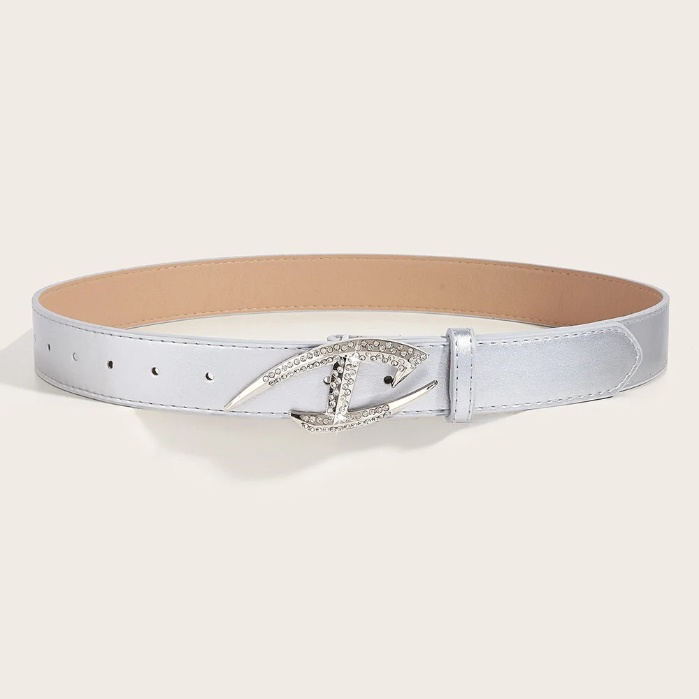 Y2K Rhinestone Buckle Belt Solid Color PU Leather Waistband Fashion Chic Sparkling Rhinestone Retro Bride Decoration Akcesoria